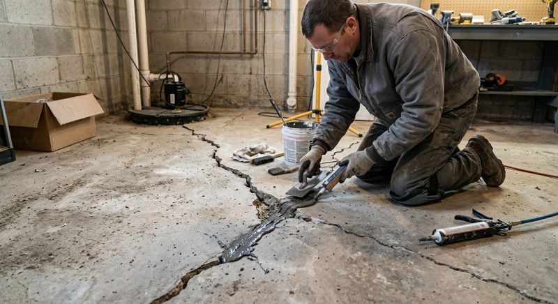 Cracked Basement Floor Repair in Hyannis, MA
