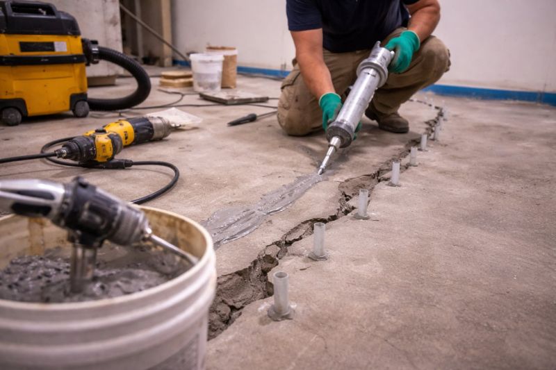 Cracked Basement Floor Repair in Hyannis, MA