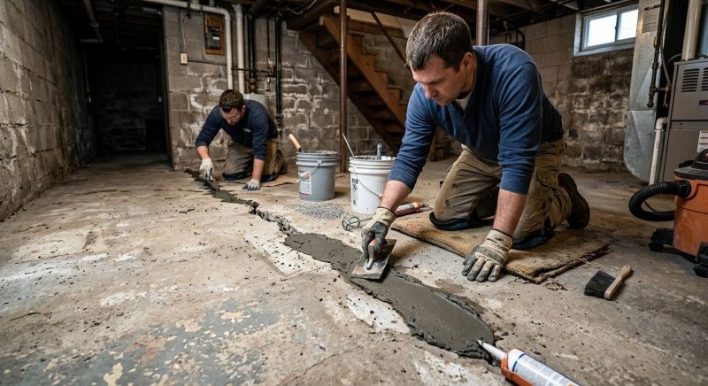 Cracked Basement Floor Repair in Hyannis, MA